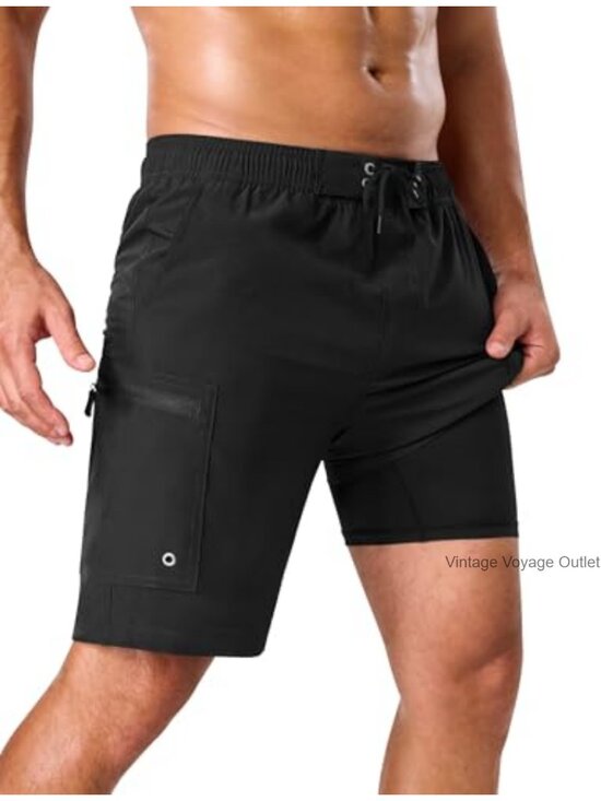 Other - Men's Swim Trunks 9" with Compression Liner Quick Dry Zipper Pockets
